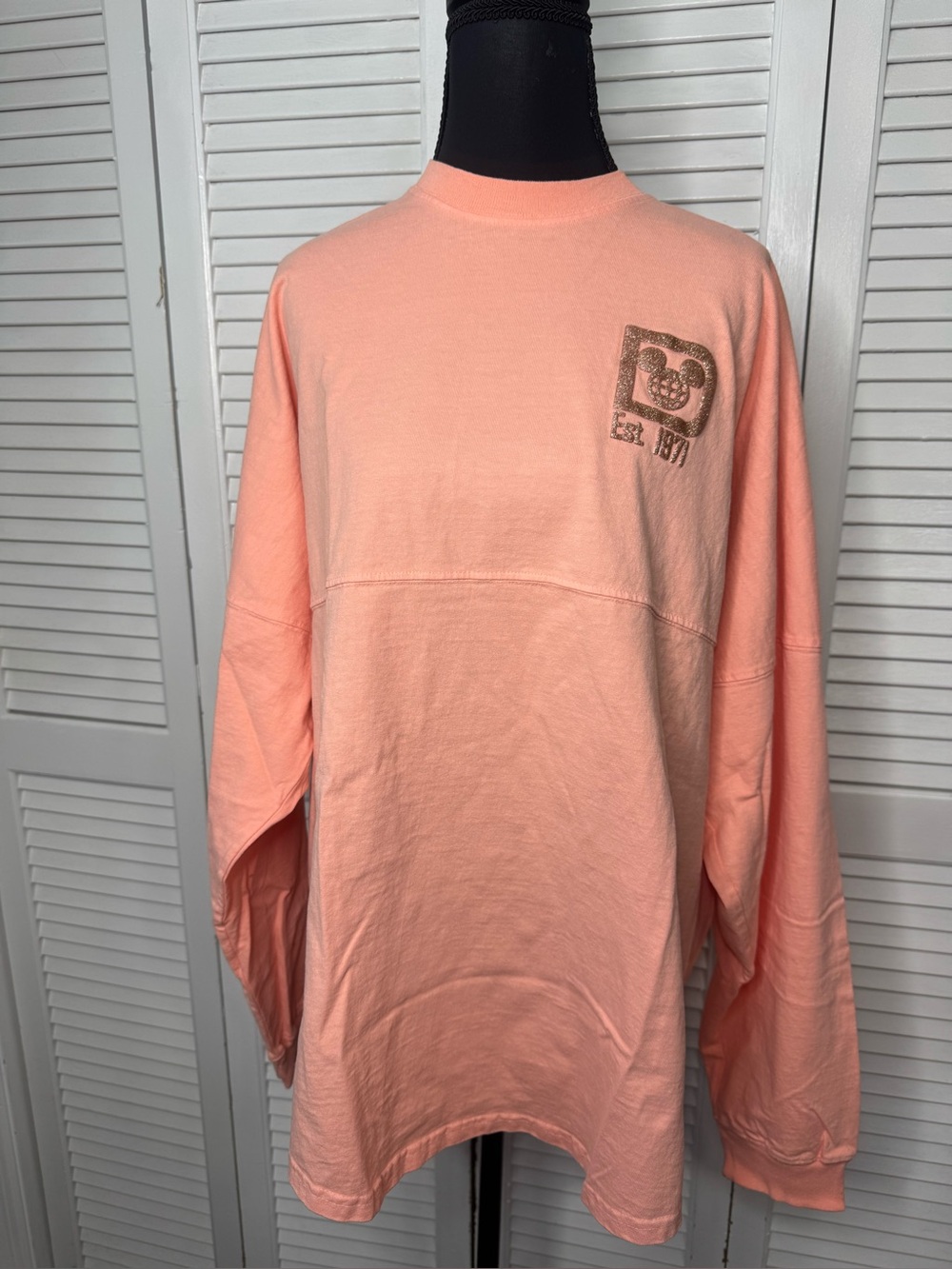 Walt Disney World Spirit Jersey Rose Gold Peach Glitter Oversized Adult Large